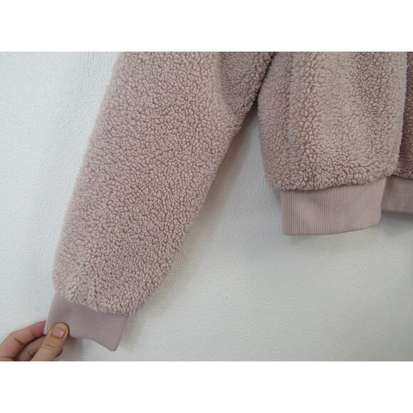 Haribo Medium Baby Pink Juniors Fleece Teddy Crop Zip Up Lined Jacket Blush - Picture 5 of 8